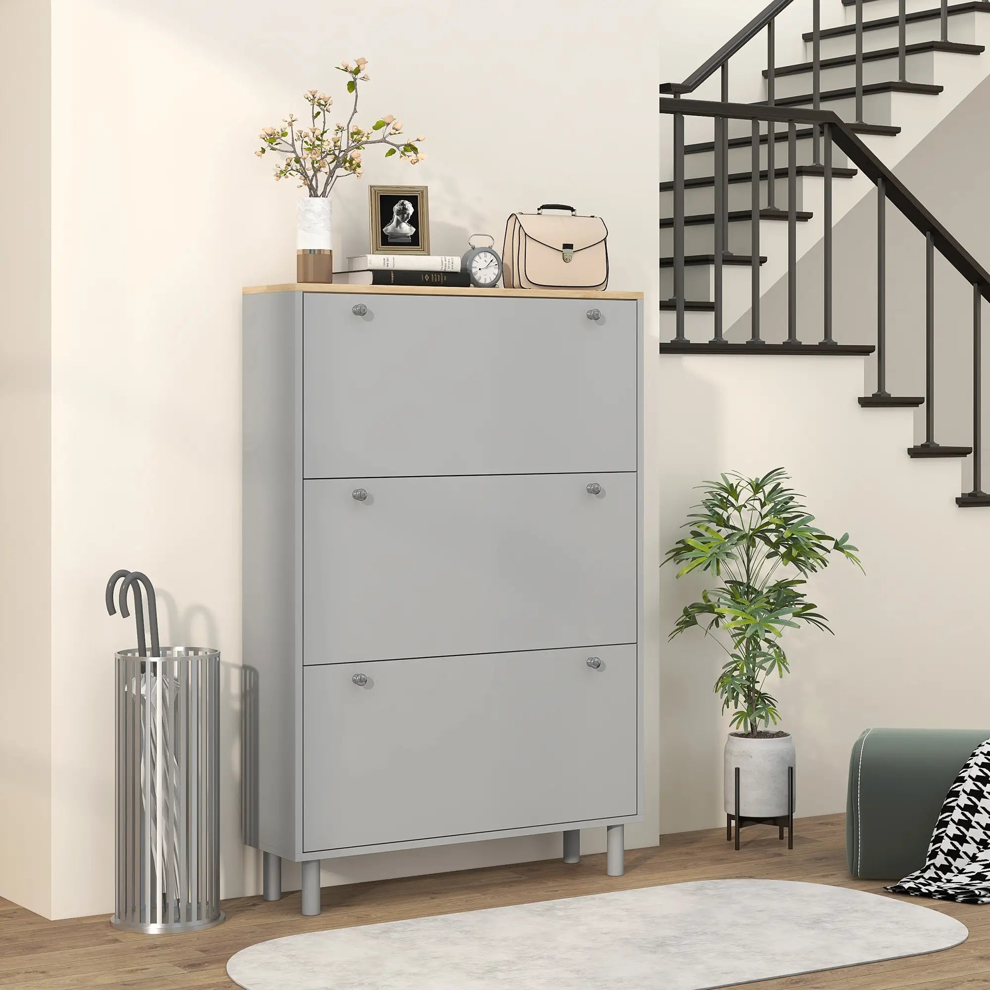 Shoe Storage, 3 Flip Drawers, Adjustable Shelves, 24 Pairs, Grey Shoe Storage Cabinets & Racks at Gallery Canada