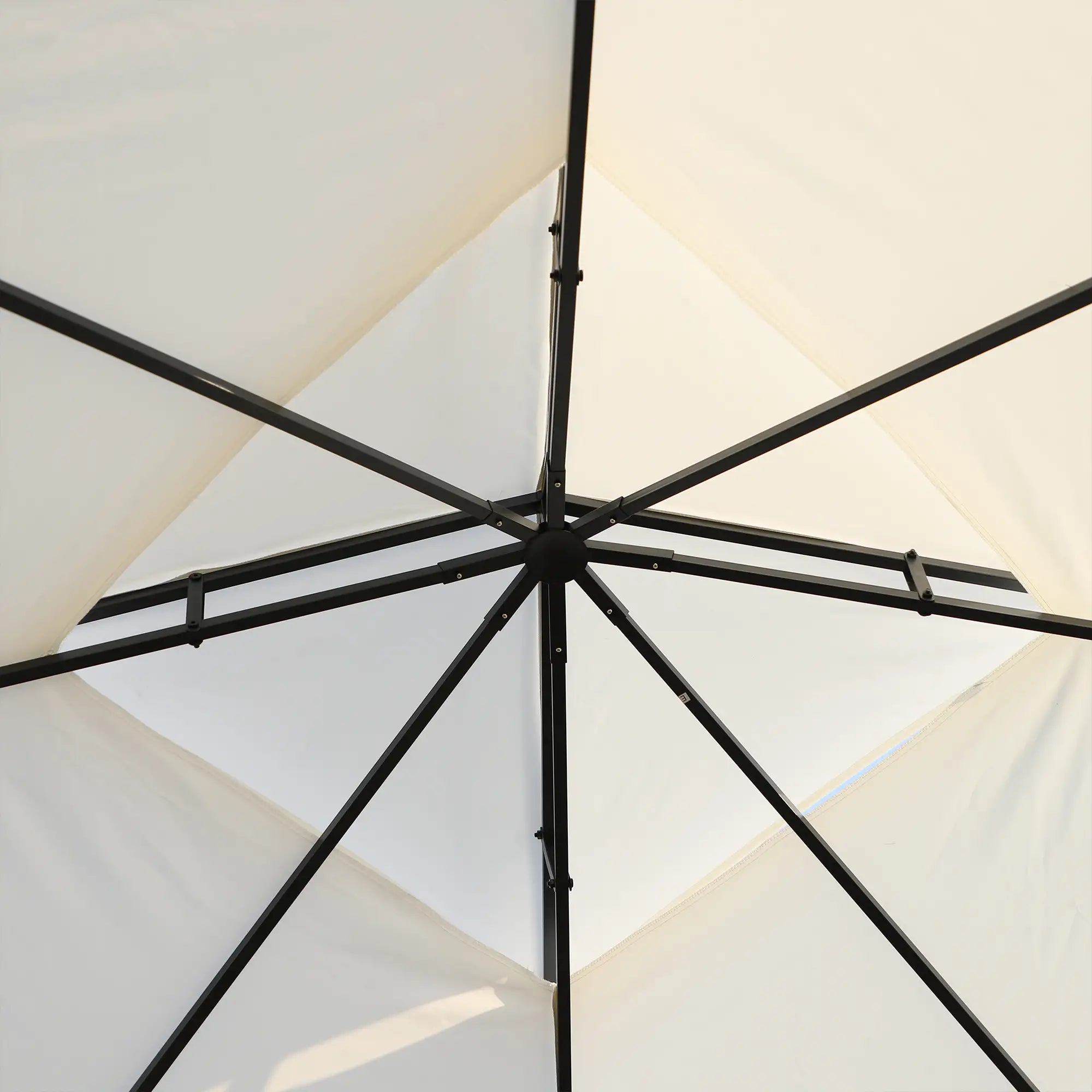 10'x10' Steel Patio Gazebo, Soft-Top, 2-Tier Polyester Roof, White Gazebos at Gallery Canada
