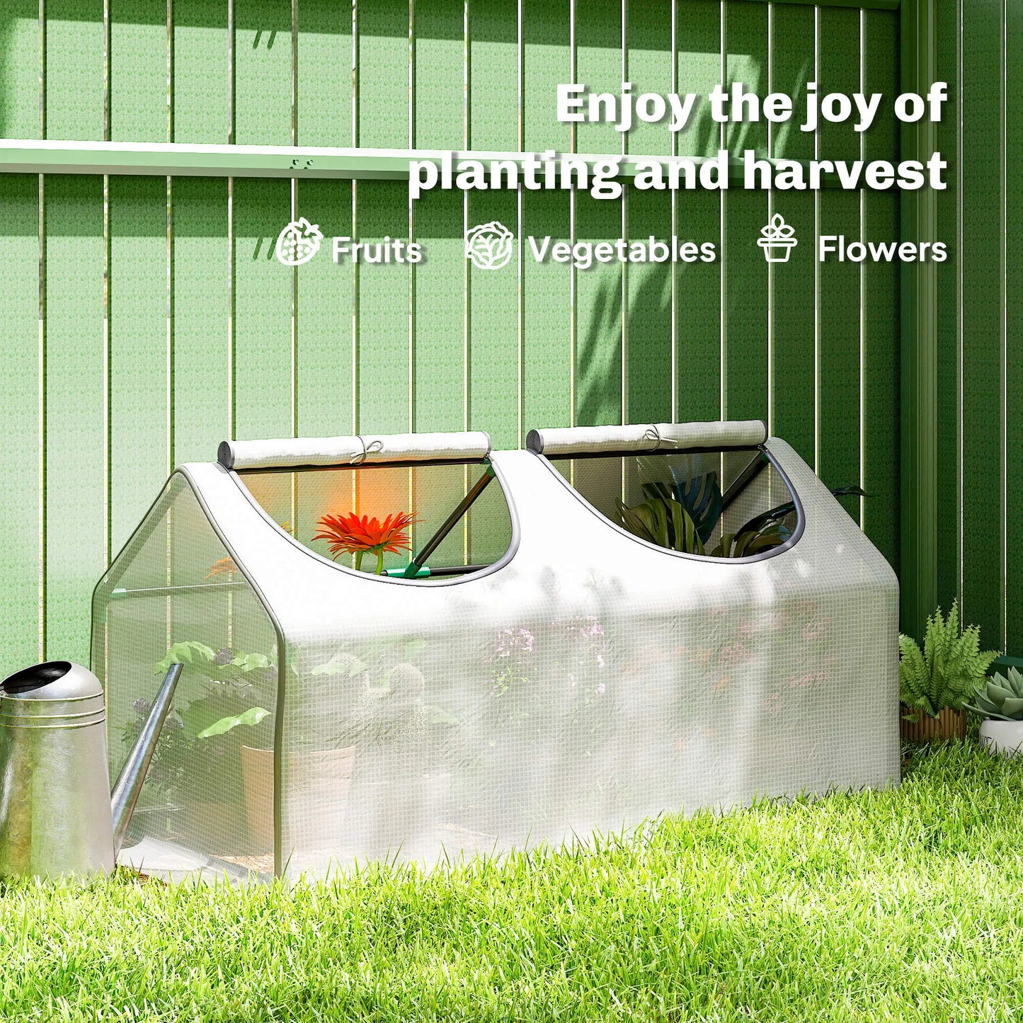 Mini Tunnel Greenhouse, 47" x 24" x 24", Steel Frame PE Cover, White Mini Greenhouses at Gallery Canada