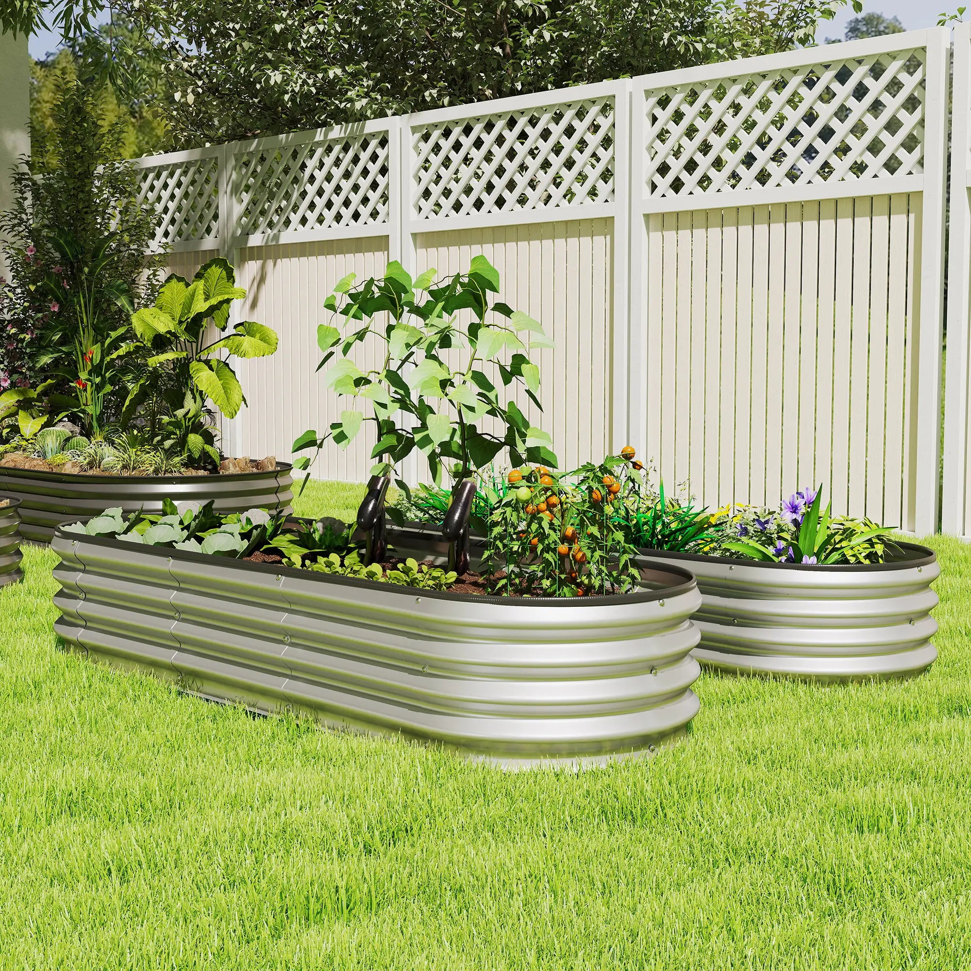 2Pcs Galvanized 6x2x1 ft Raised Garden Bed, Silver Galvanized Planter Boxes at Gallery Canada