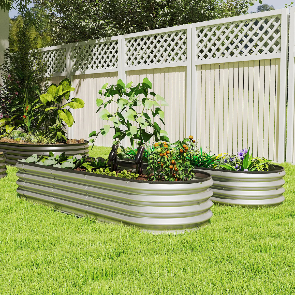 2Pcs Galvanized 6x2x1 ft Raised Garden Bed, Silver Galvanized Planter Boxes at Gallery Canada