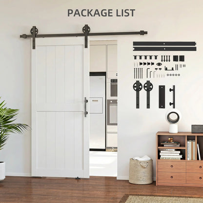 32inx84in Barn Door, Sliding Hardware Kit, Upgraded Rollers, White Door Hardware at Gallery Canada