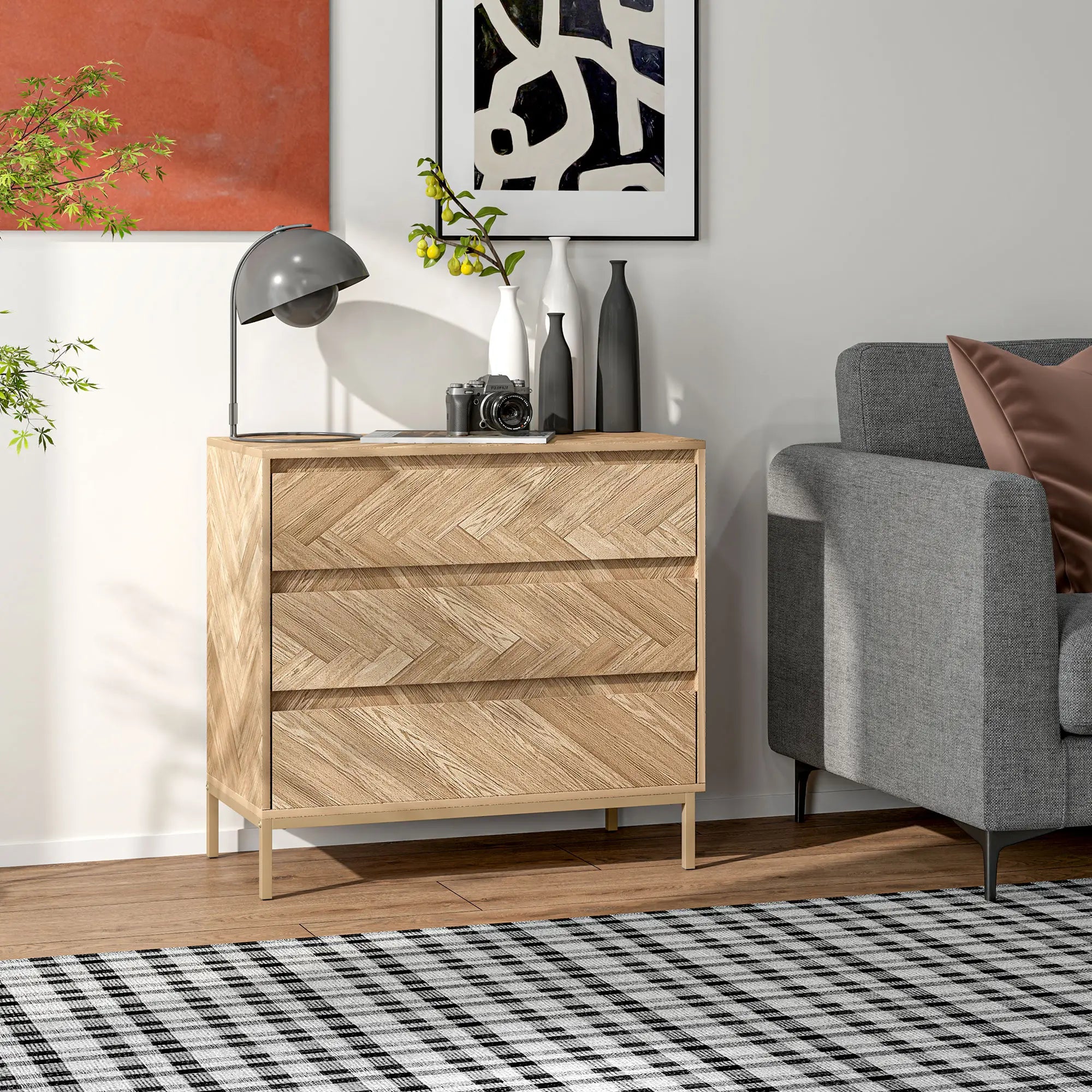 3 Drawer Storage Cabinet, Anti-Tip Design, for Bedroom, Living Room, Nature Wood Storage Cabinets at Gallery Canada