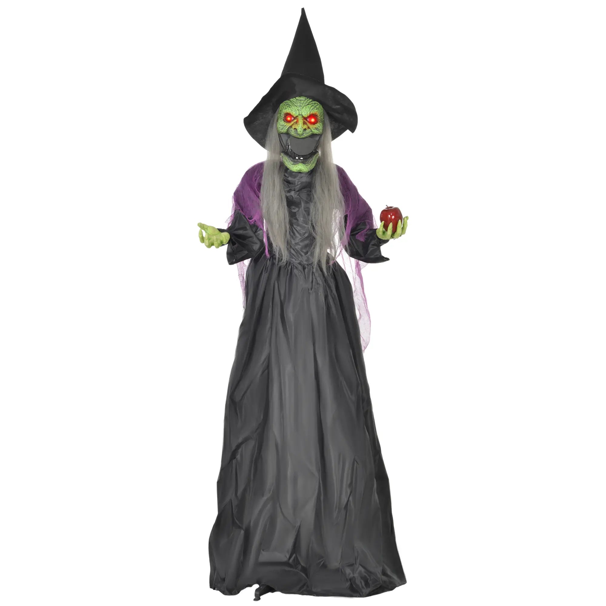 5.9' Life Size Animatronic Old Witch, Sound, Motion Activated, Light Up Eyes Halloween Decorations Purple, Black at Gallery Canada
