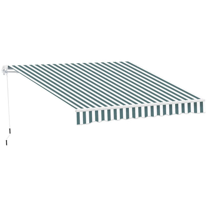 Retractable Patio Awning 8x7 ft, Water Resistant UV Aluminum Frame Deck Awnings Green and White Fabric at Gallery Canada