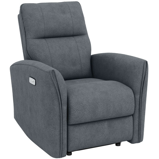Fabric Recliner Chair, USB Ports, Footrest, Charcoal Grey Sofas & Reclining Chairs Charcoal Grey, Black at Gallery Canada