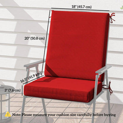 Outdoor Cushions Set of 2, Dining Chair Seat Cushions with Back, Fade-Resistant, Wine Red Patio Chair Cushions at Gallery Canada