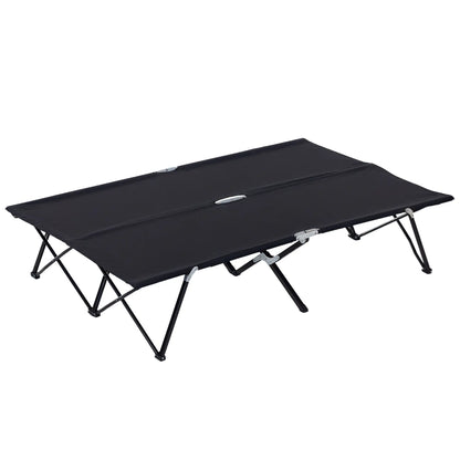 76" Folding Camping Cot For Two, Outdoor Portable Double Bed, Black Camping Cots Black at Gallery Canada