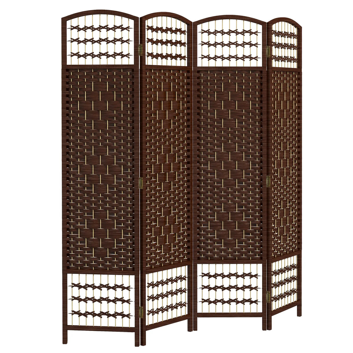 4 Panel Folding Room Divider, Portable Privacy Screen, Brown Room Dividers Brown at Gallery Canada