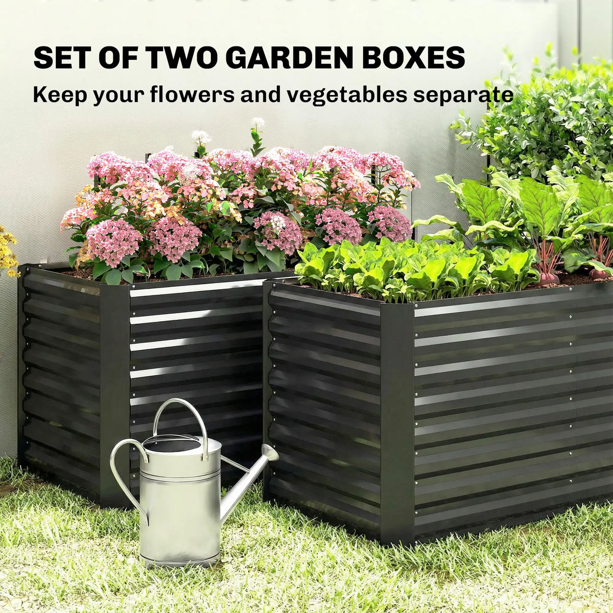 Galvanized Metal Planters, 4' x 2' x 2' Raised Garden Bed, Black Galvanized Planter Boxes at Gallery Canada
