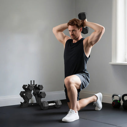 60 LBS Hex Dumbbell Set with Rack, Non-Slip Handles, Rubber Coated Dumbbells & Barbells at Gallery Canada