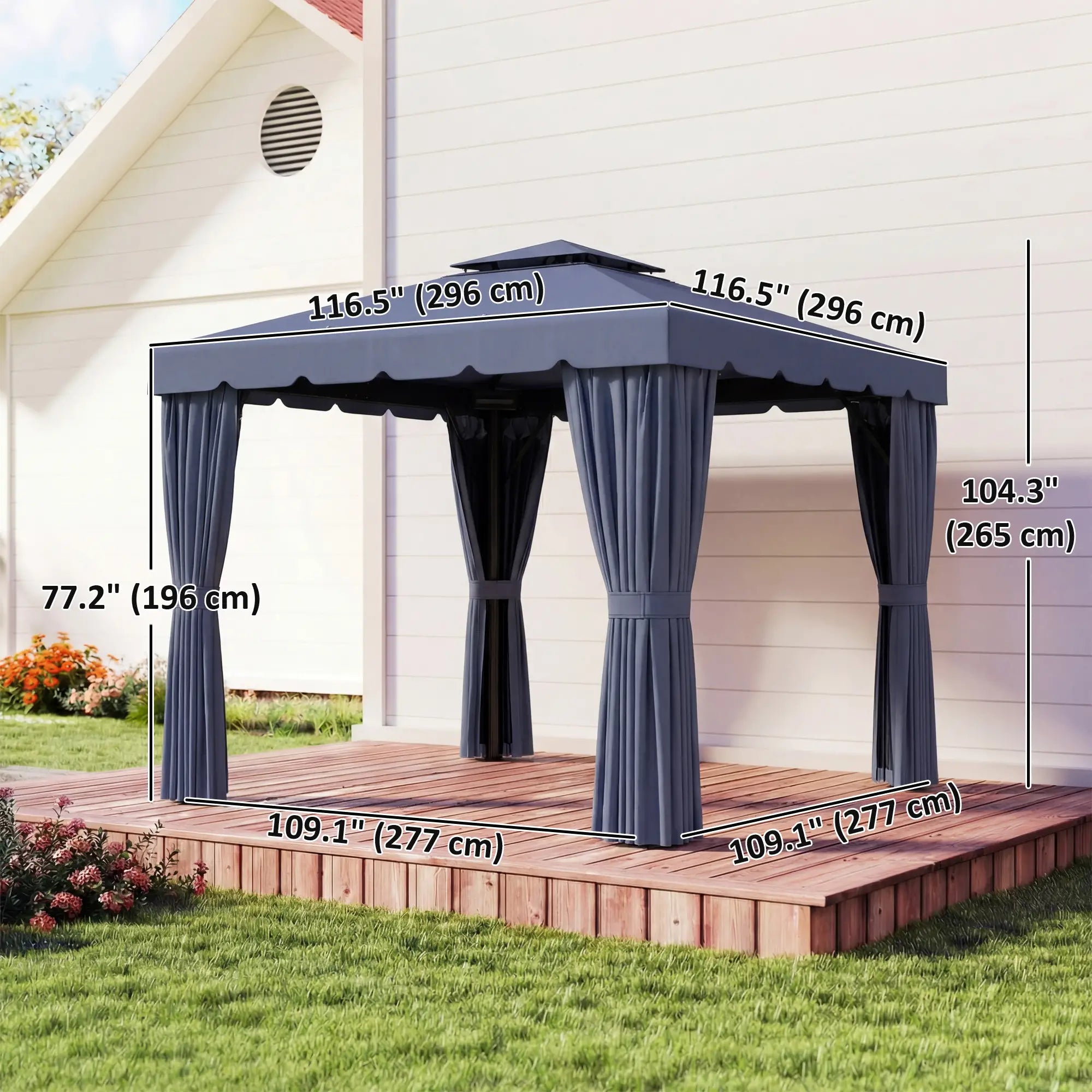 10' X 10' Outdoor Patio Gazebo, Dark Blue Gazebos at Gallery Canada