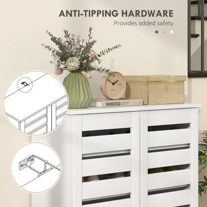 Shoe Storage Cabinet, 2 Slatted Doors, Holds 15 Pairs, White Shoe Storage Cabinets & Racks at Gallery Canada