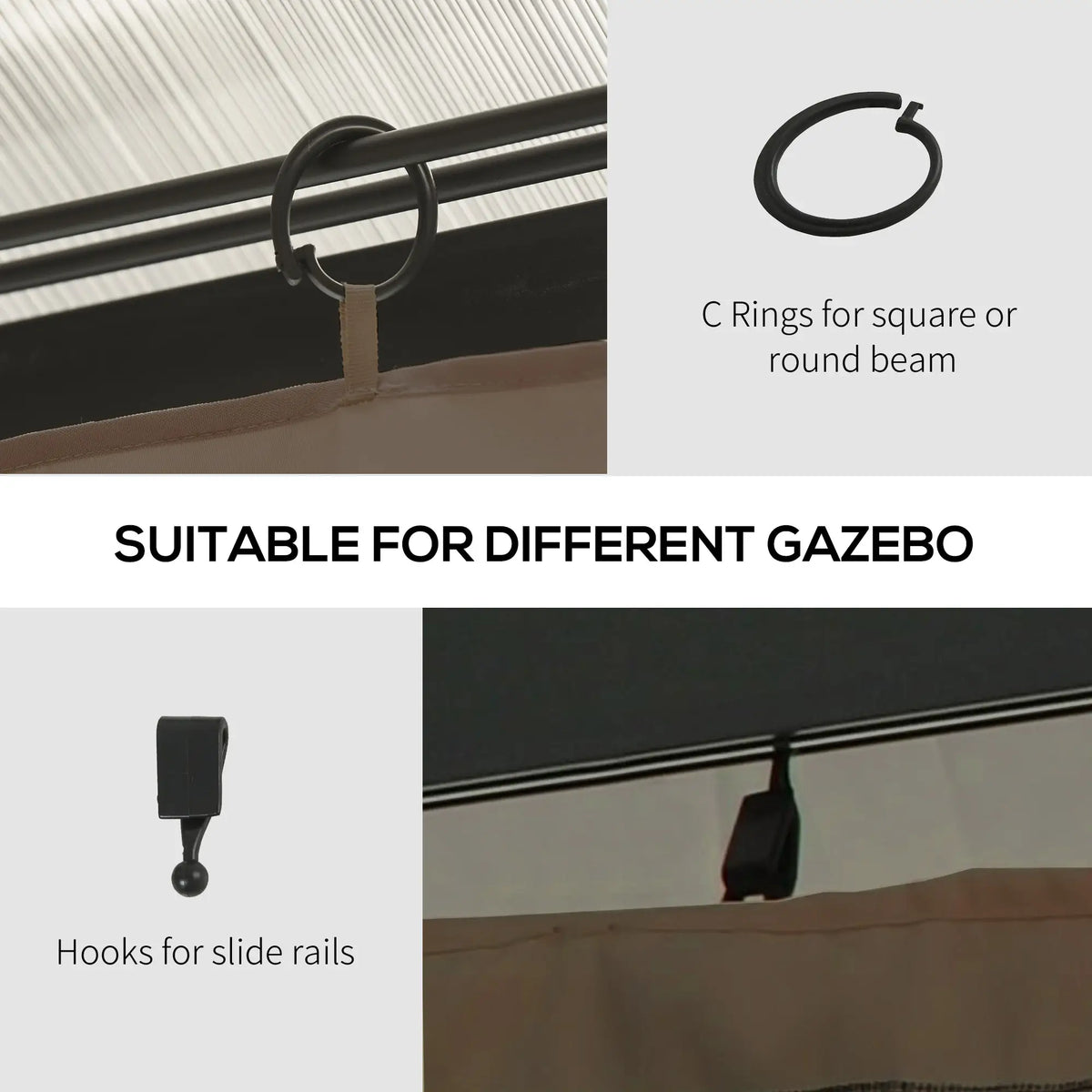 4-Panel Gazebo Curtains, Privacy Sidewall for 10' x 13' Canopy, Dark Brown Gazebos at Gallery Canada
