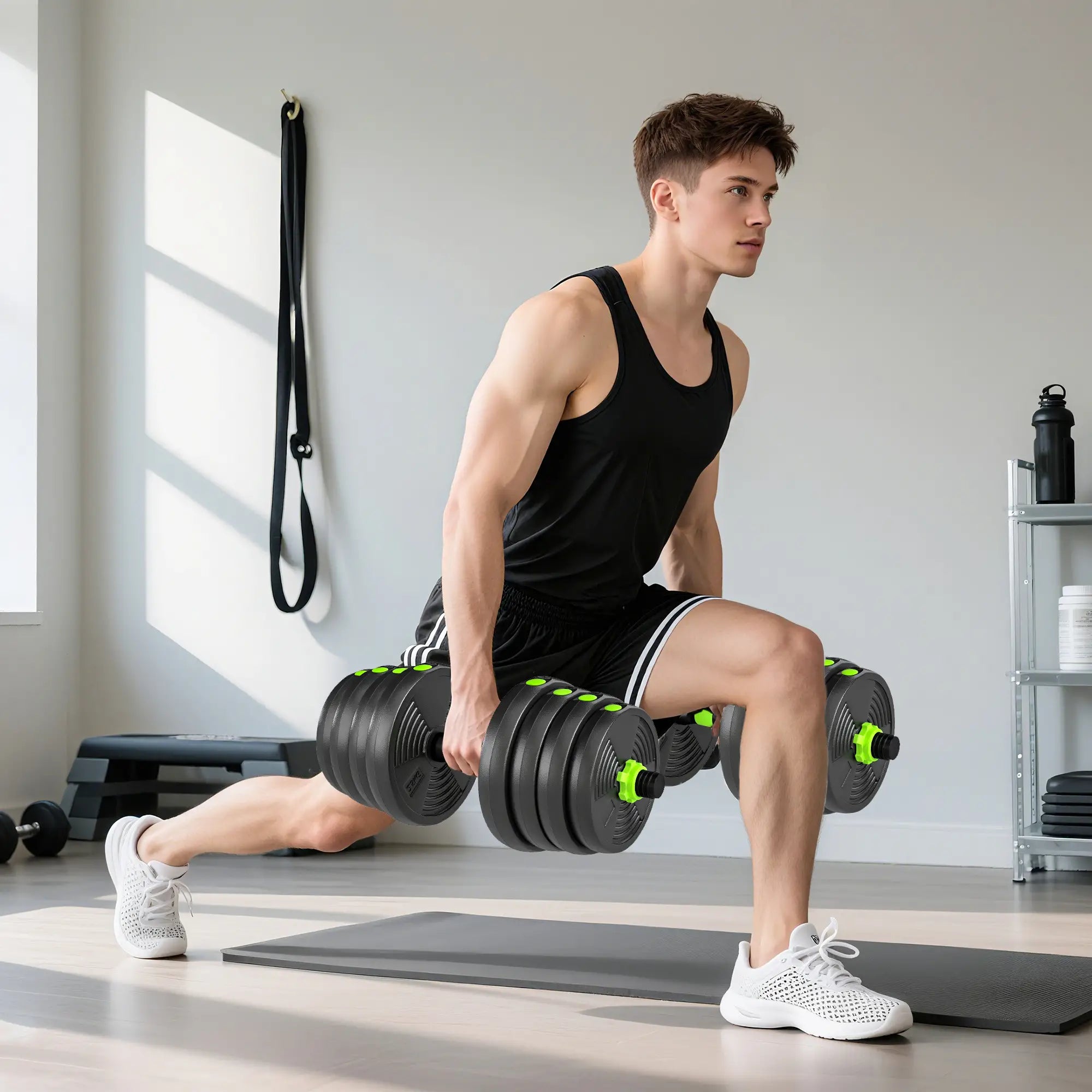 Adjustable Dumbbell Set, 3 in 1 Weights, 66lb with Connector, Non-Slip Grip Dumbbells & Barbells at Gallery Canada