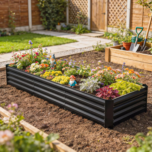 8 x 2.6 x 1.5ft Galvanized Raised Garden Bed, Black Outdoor Planter Box, Black Galvanized Planter Boxes Black at Gallery Canada