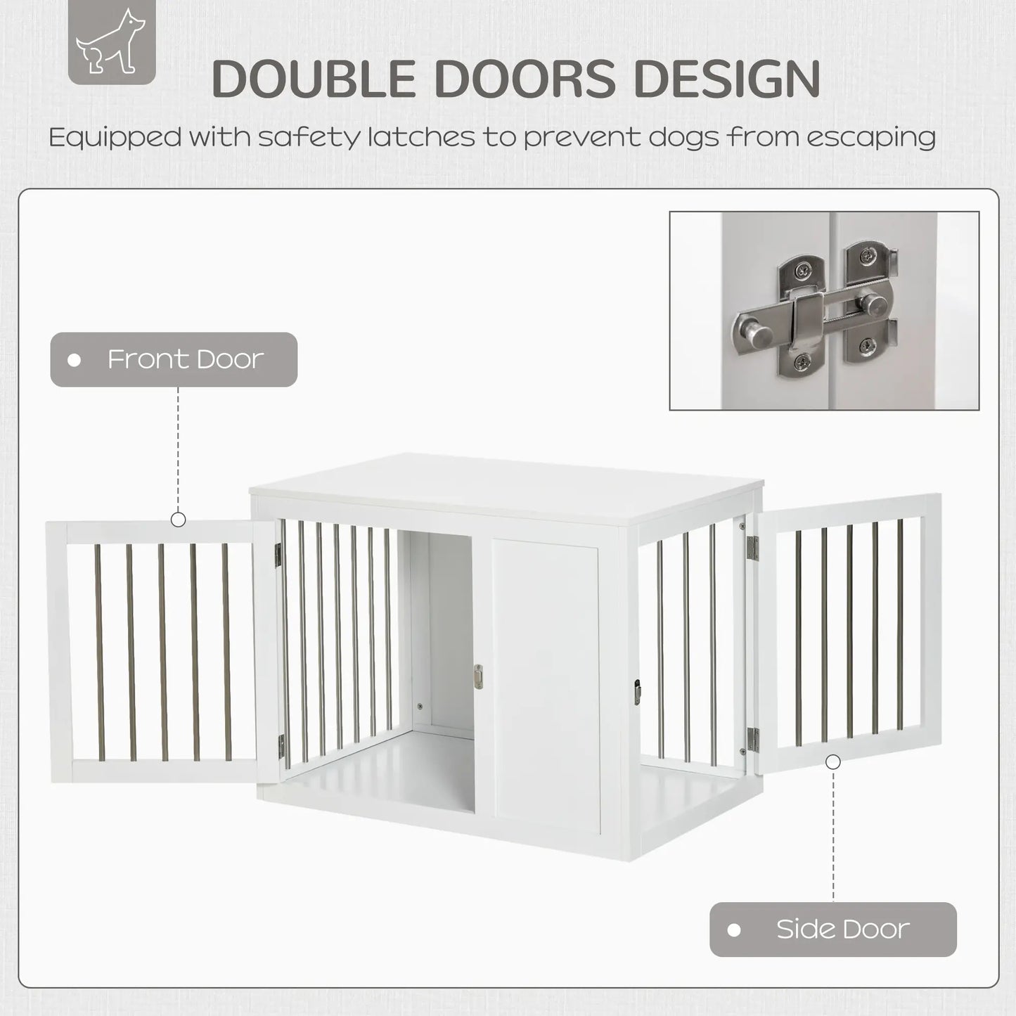 2-in-1 Dog Cage and Side Table, Two Lockable Doors, Medium Size, White Houses, Kennels & Pens at Gallery Canada