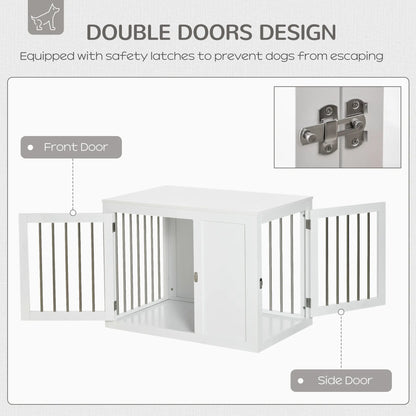 2-in-1 Dog Cage and Side Table, Two Lockable Doors, Medium Size, White Houses, Kennels & Pens at Gallery Canada