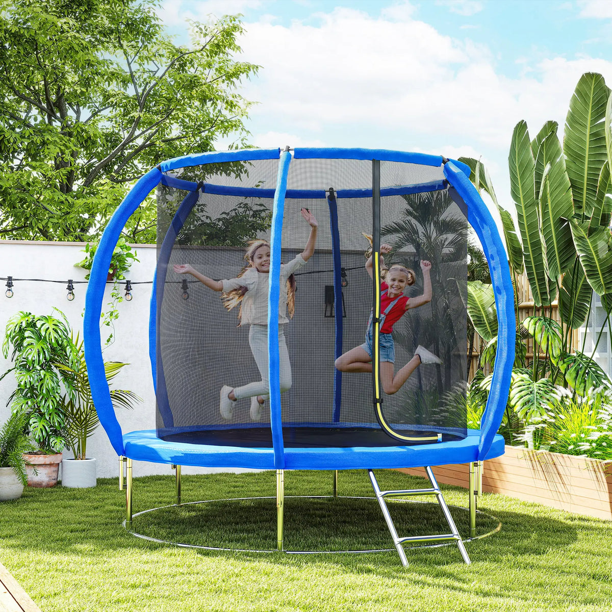 8ft Trampoline, ASTM Certified, Circular Base, Enclosure Net, Ladder Trampolines at Gallery Canada