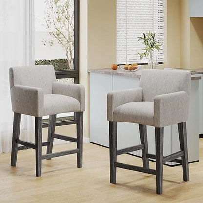 Upholstered Counter Stools, Rubberwood Frame, 24×23×39.5 inch, Light Gray Bar Stools at Gallery Canada