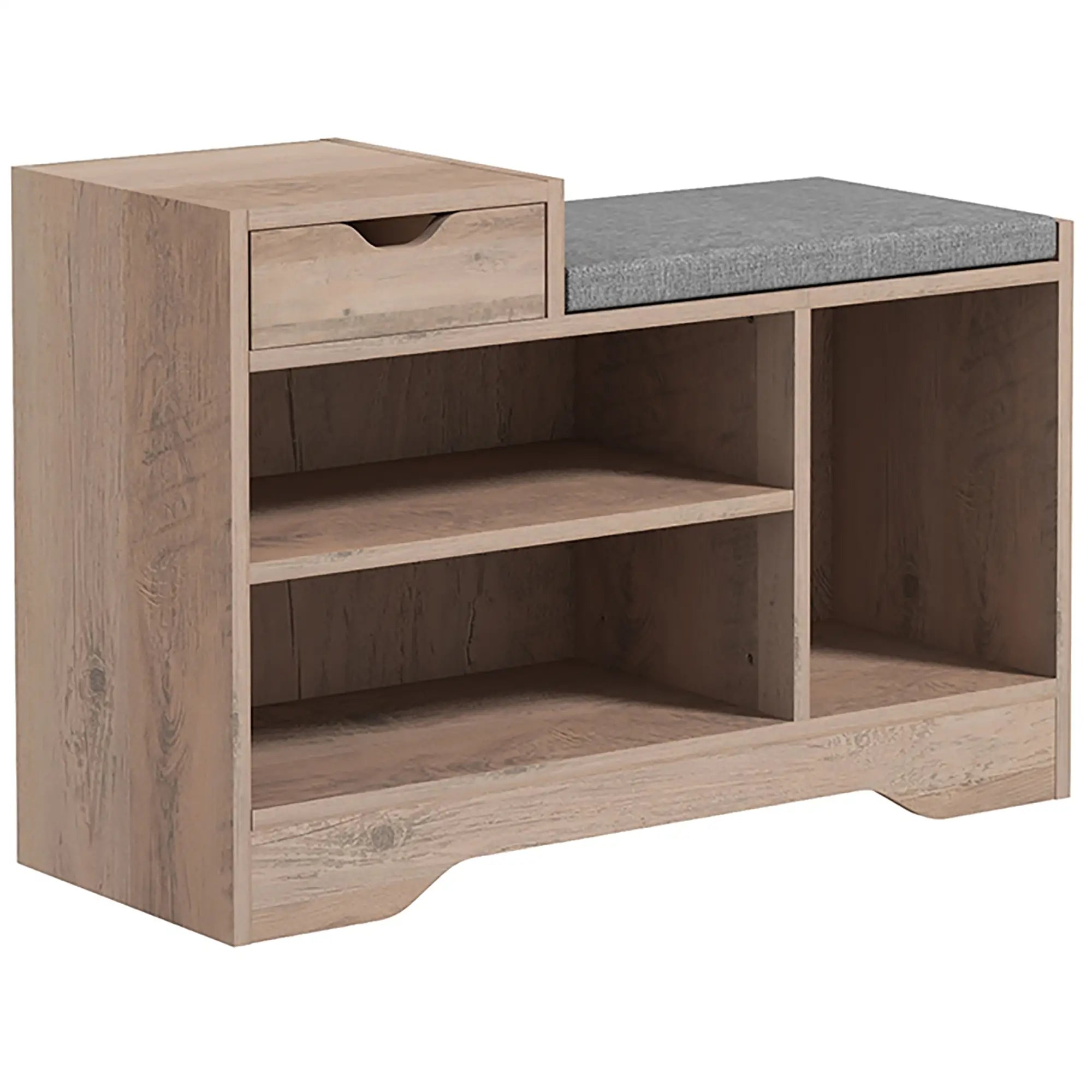 Upholstered Shoe Storage Bench, Seat, Drawer, 3 Shelves, Grey Shoe Storage Cabinets & Racks at Gallery Canada