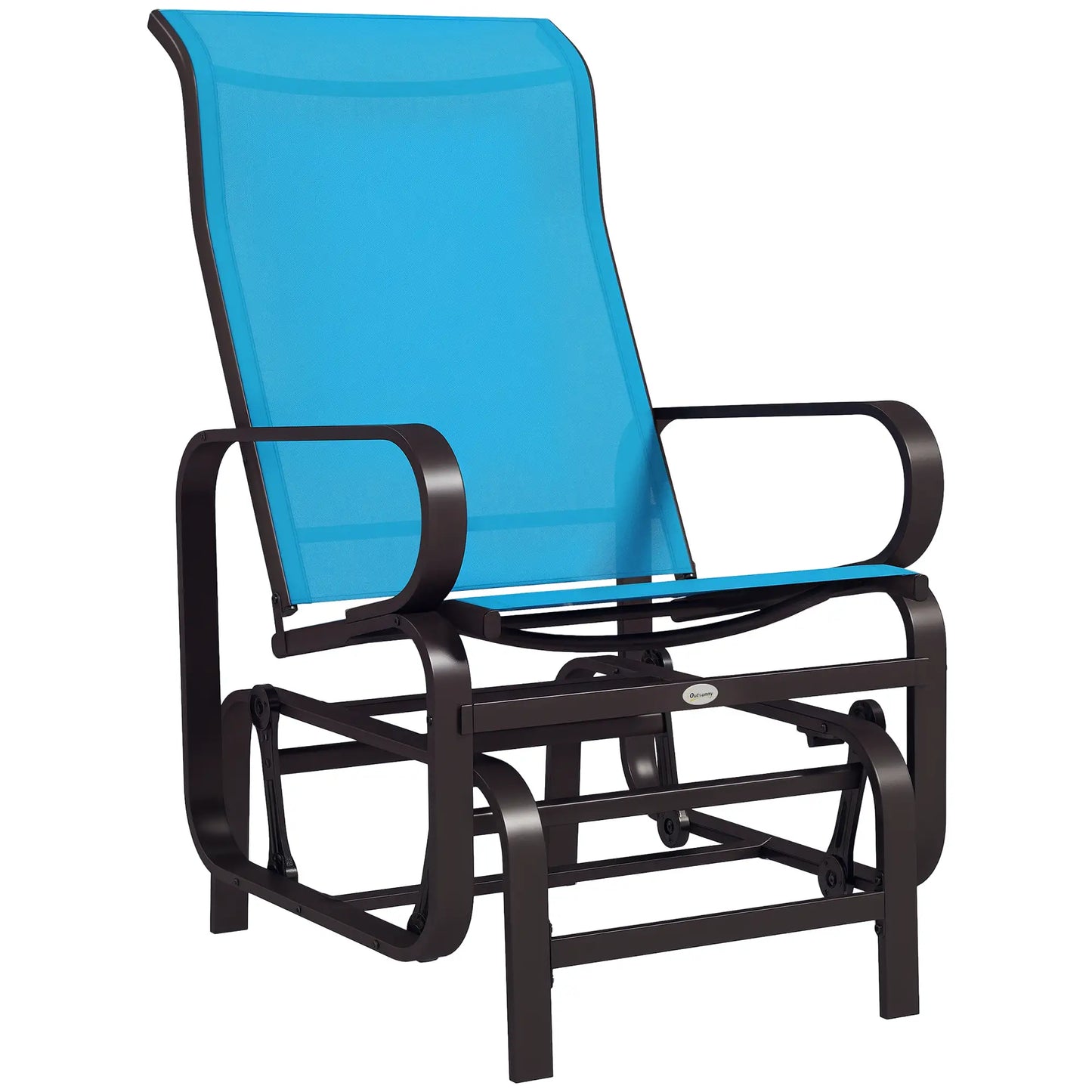 Patio Glider with Mesh Fabric, Outdoor Rocking Chair, Blue Outdoor Gliders Brown, Blue at Gallery Canada