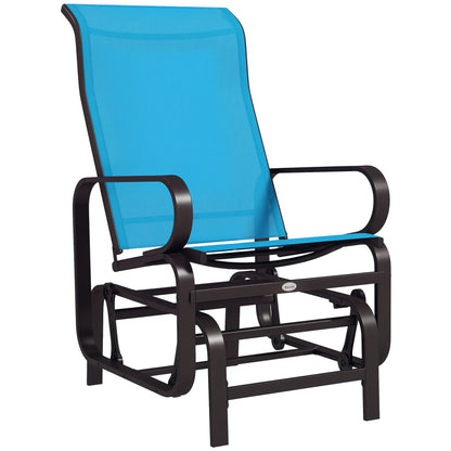 Patio Glider with Mesh Fabric, Outdoor Rocking Chair, Blue Outdoor Gliders Brown, Blue at Gallery Canada
