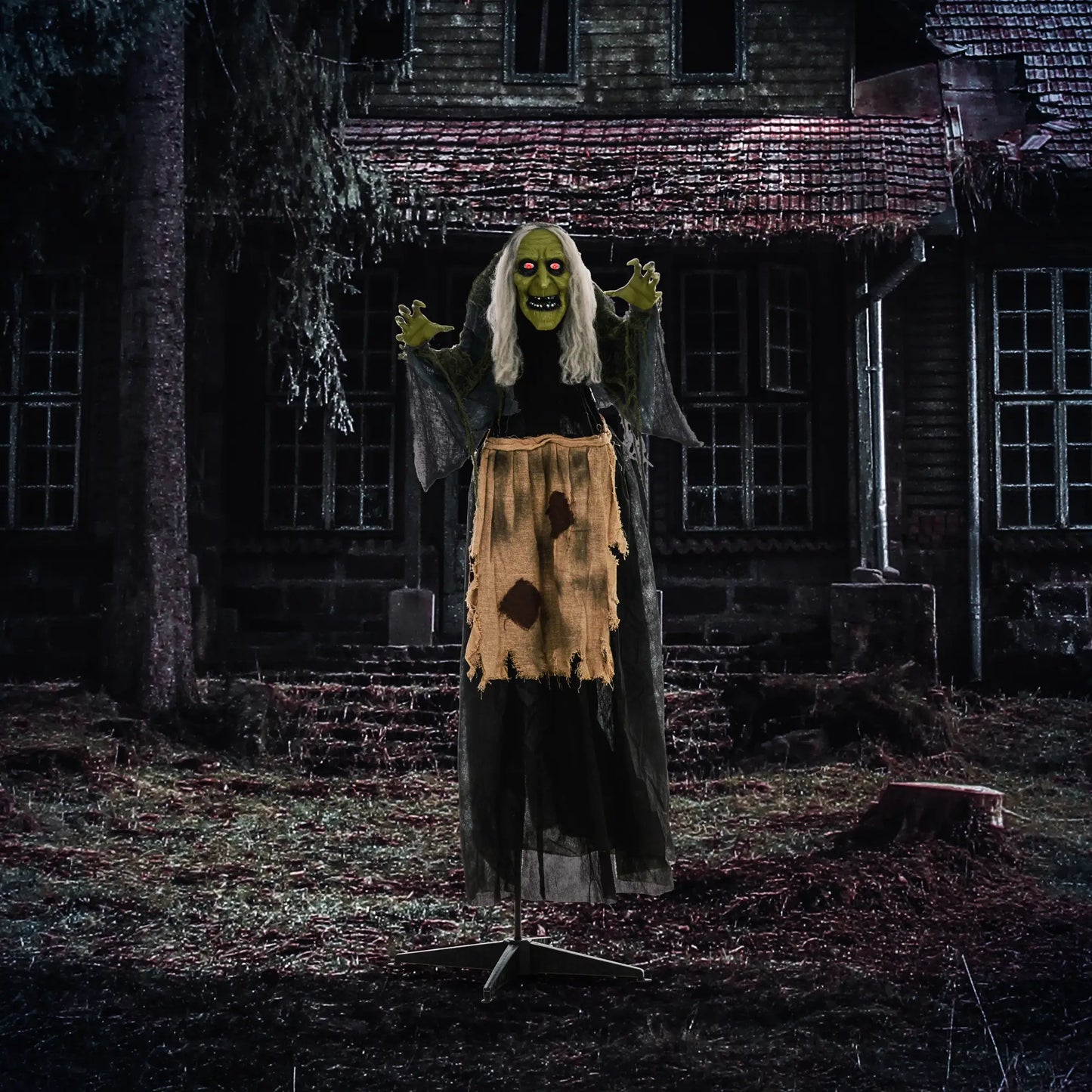Animatronic de sorcière d'Halloween avec activation sonore