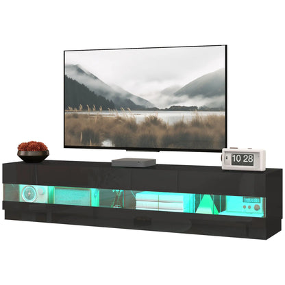 Lighted TV Stand for 75" TVs, TV Cabinet with Storage, High Gloss, Black TV Stands at Gallery Canada