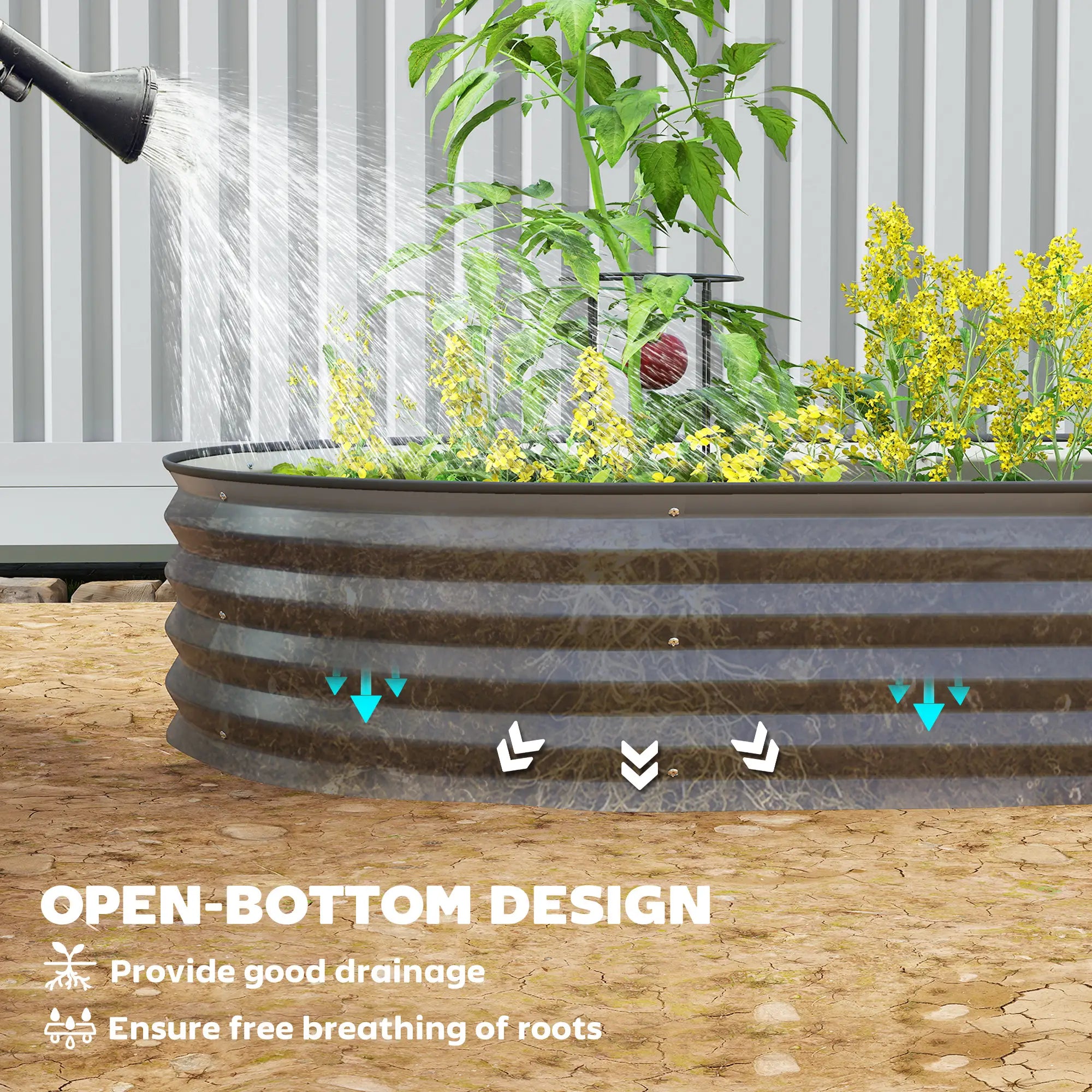 6' x 3' x 1' Galvanized Raised Garden Bed, Metal Plant Stake, Black Galvanized Planter Boxes at Gallery Canada