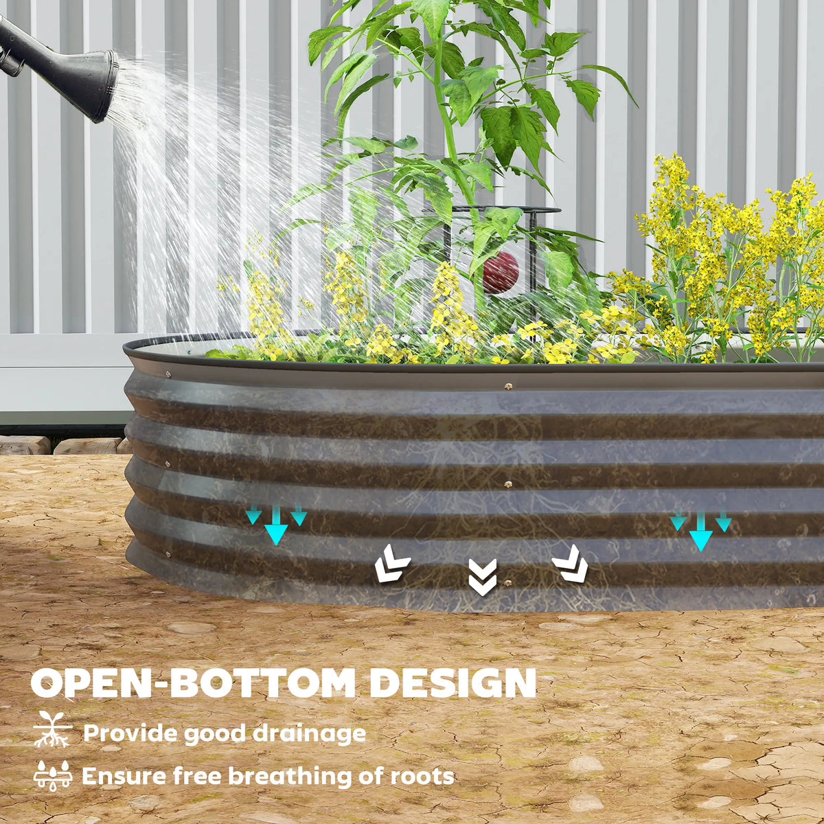 6' x 3' x 1' Galvanized Raised Garden Bed, Metal Plant Stake, Black Galvanized Planter Boxes at Gallery Canada