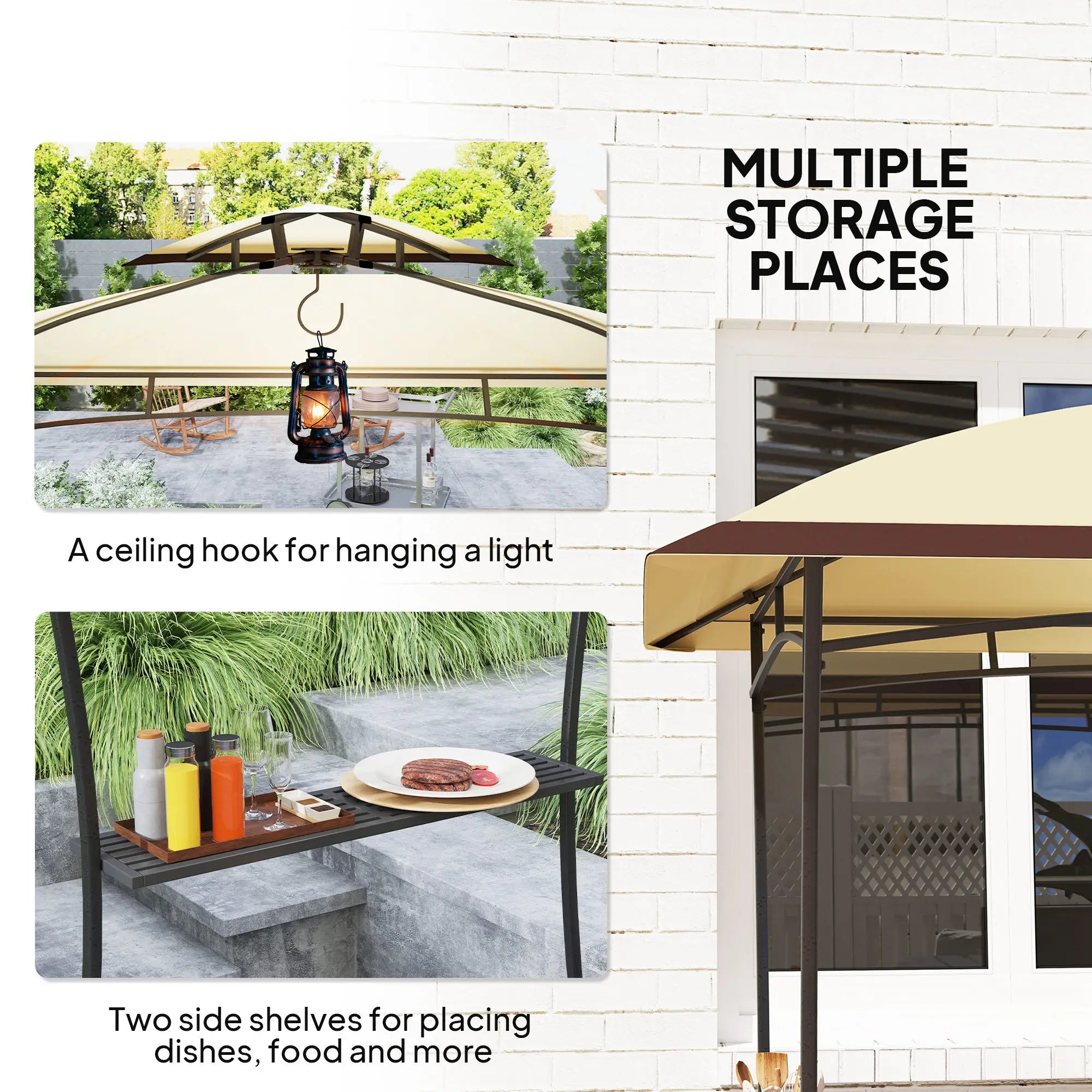 8' x 5' Outdoor Grill Gazebo, Double Tiered, Beige BBQ Grill Gazebos at Gallery Canada