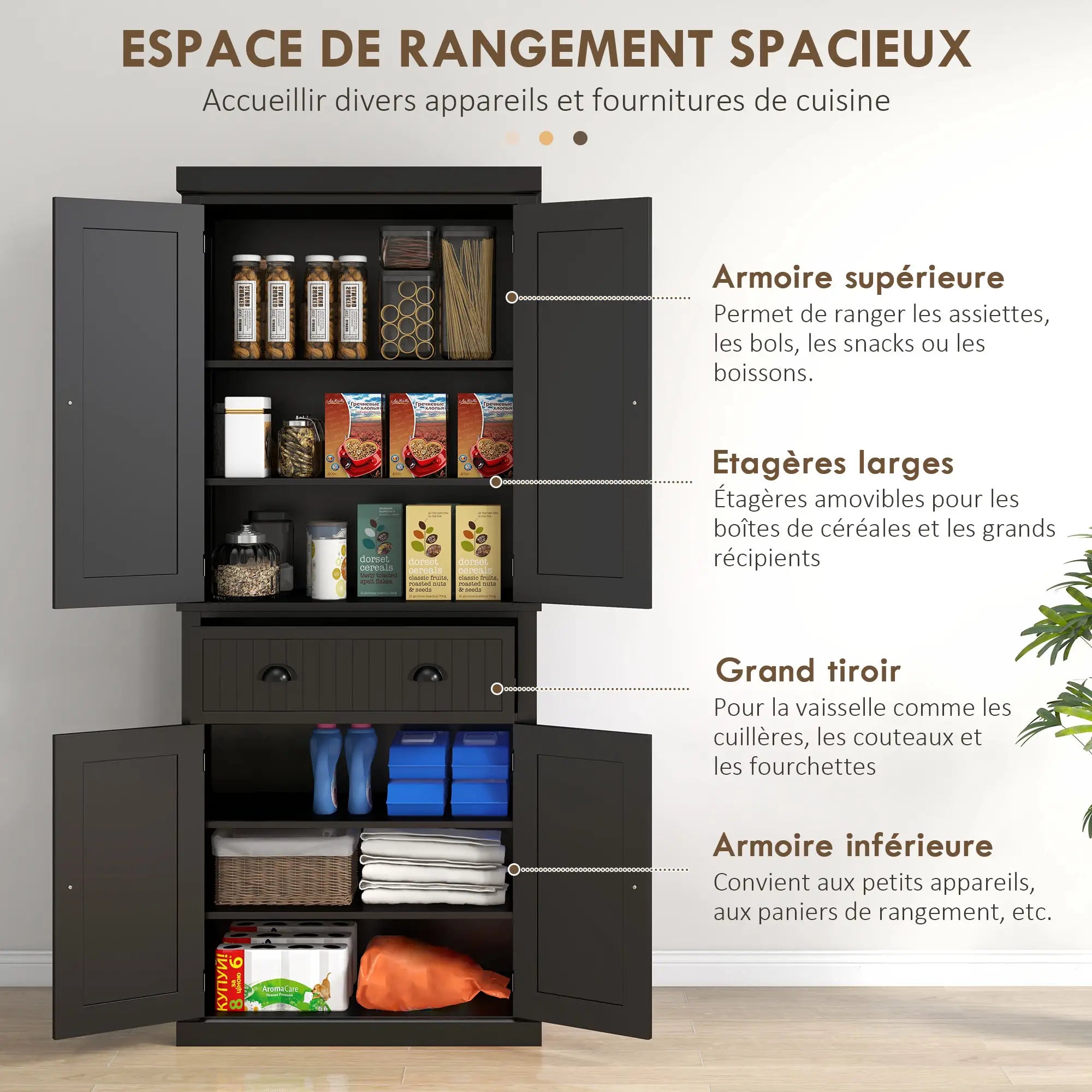 72 Kitchen Pantry, Freestanding Storage Cabinet, Black Kitchen Pantry Cabinets at Gallery Canada