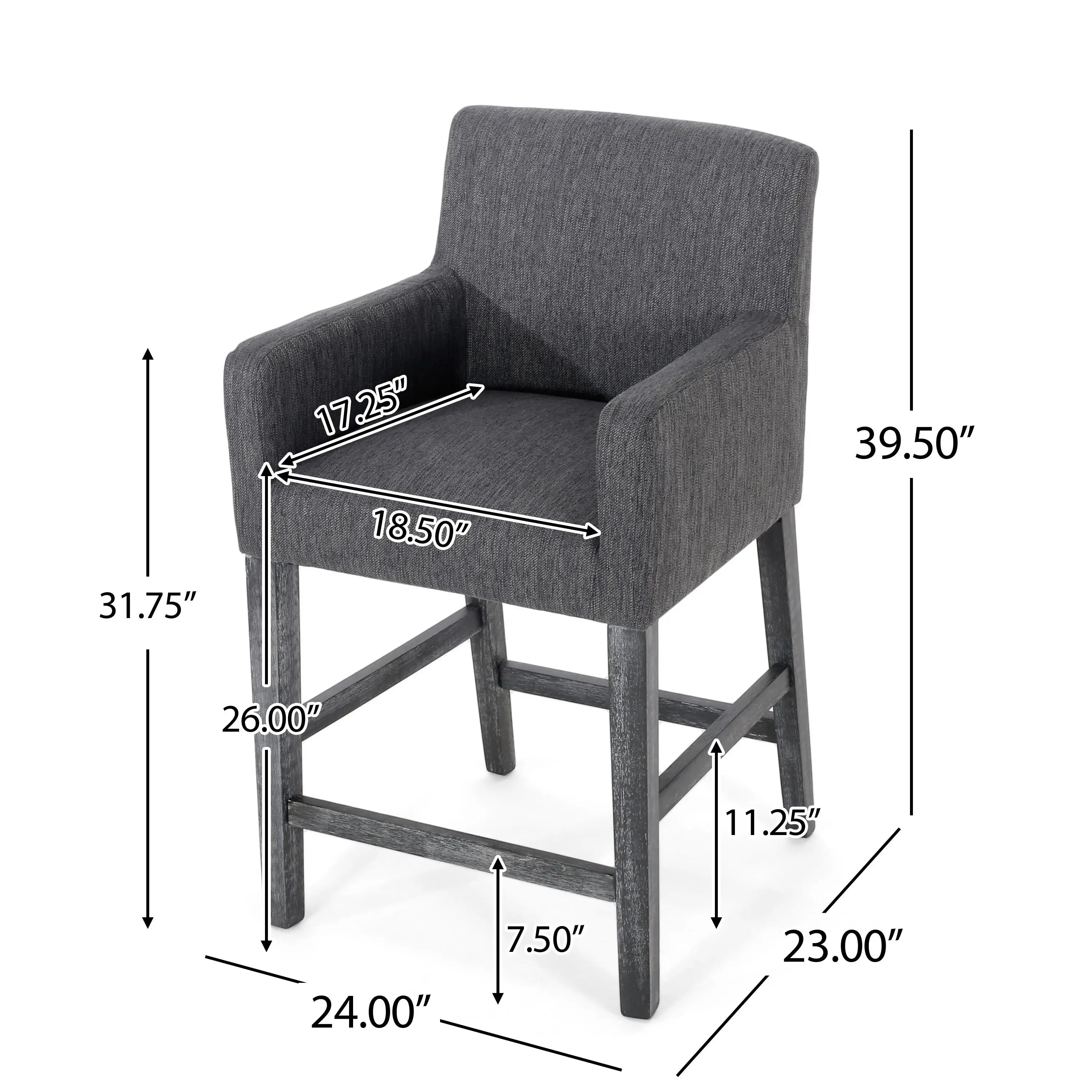 Upholstered Counter Stool, Rubberwood Frame, 24