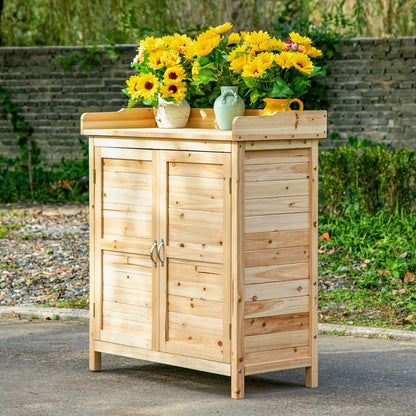 Wood Garden Shed, Compact Outdoor Storage Cabinet, Natural Sheds at Gallery Canada
