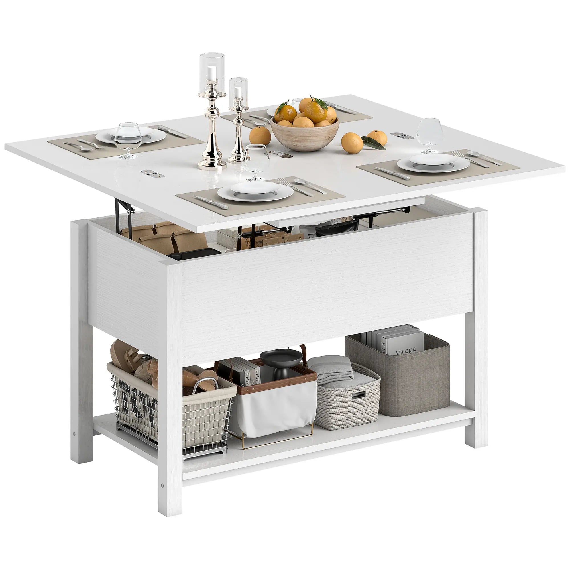Lift Top Coffee Table, with Storage, White Coffee Tables at Gallery Canada