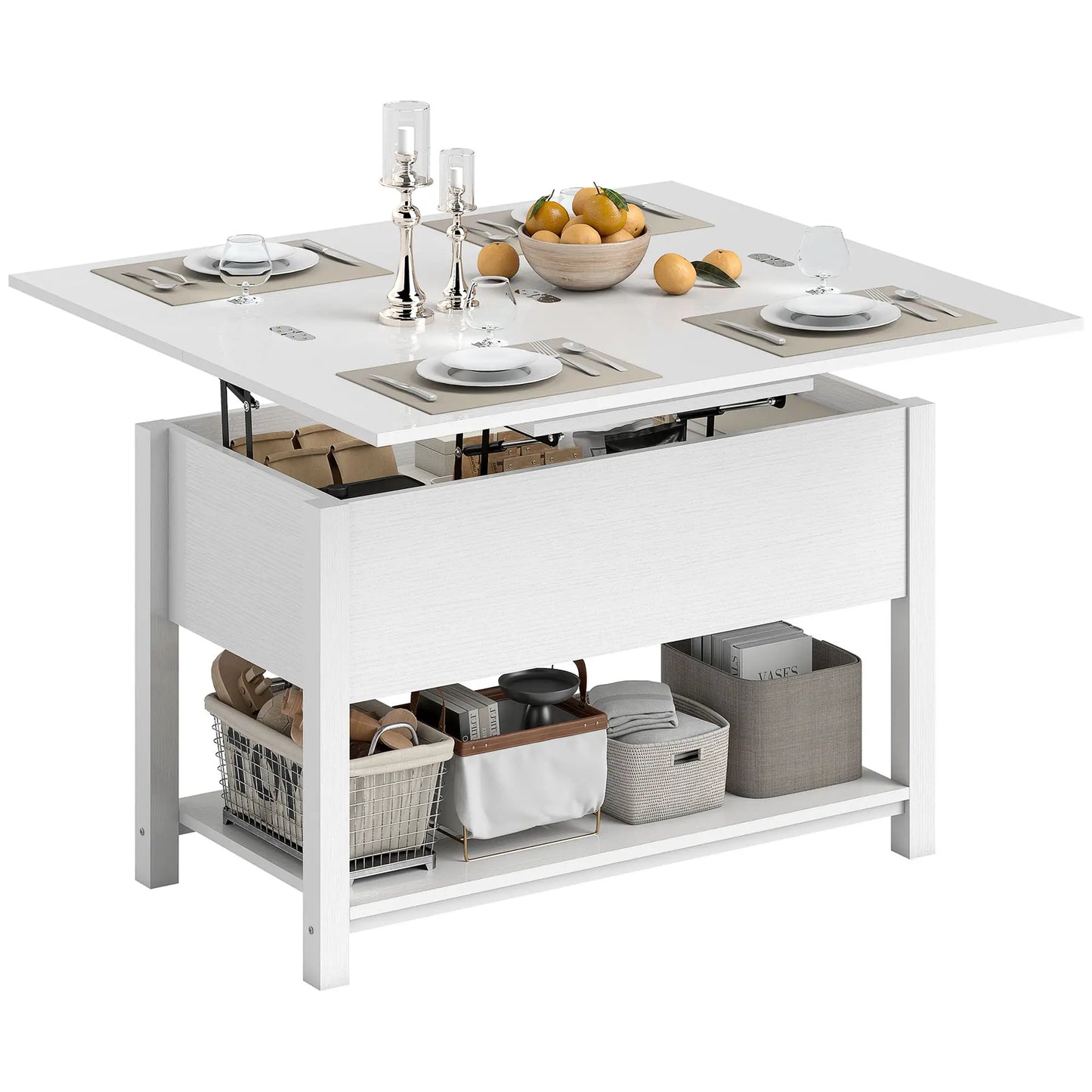 Lift Top Coffee Table, with Storage, White Coffee Tables at Gallery Canada