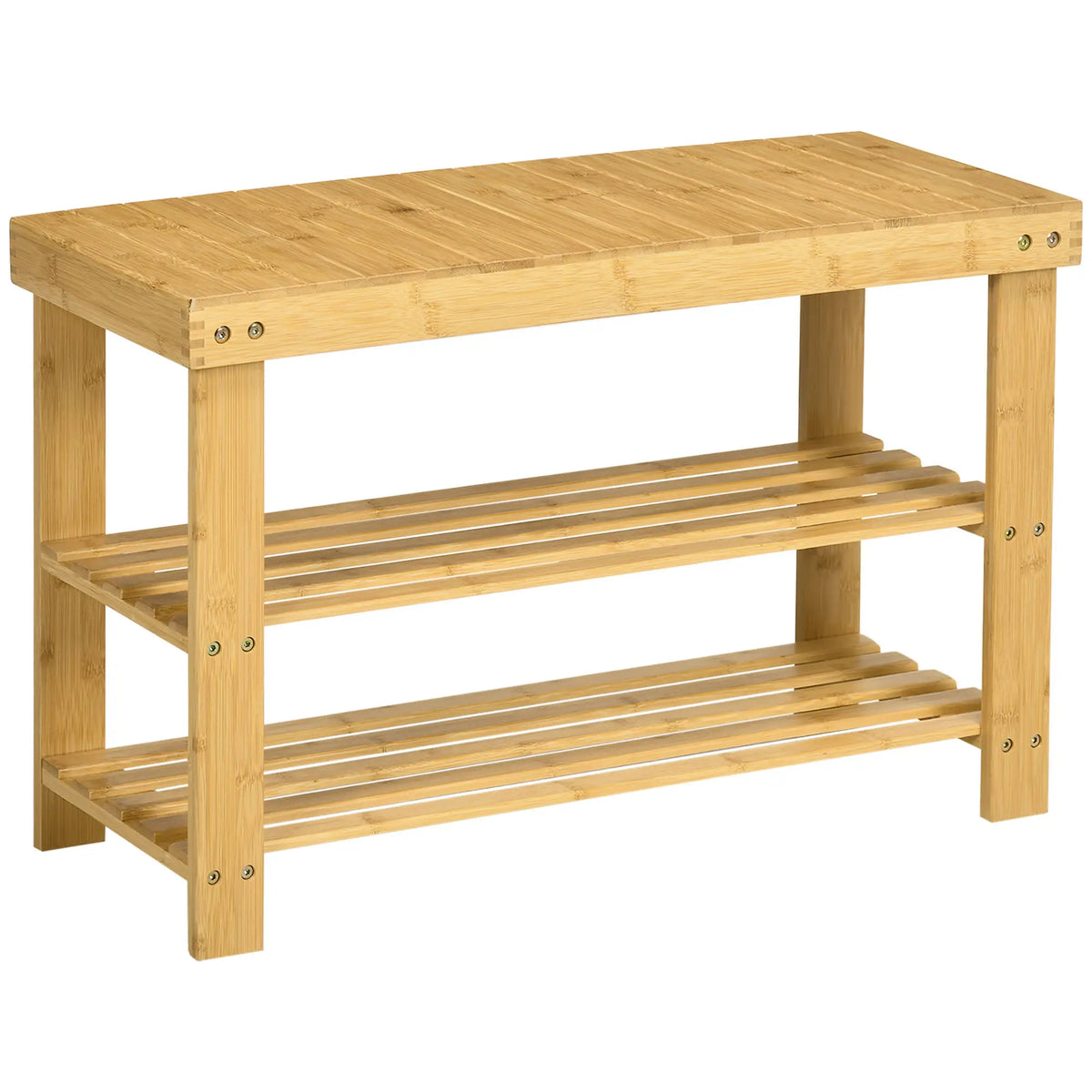 3-Tier Bamboo Shoe Bench, Natural Wood, 2 Shelves Shoe Storage Cabinets & Racks Natural Wood at Gallery Canada