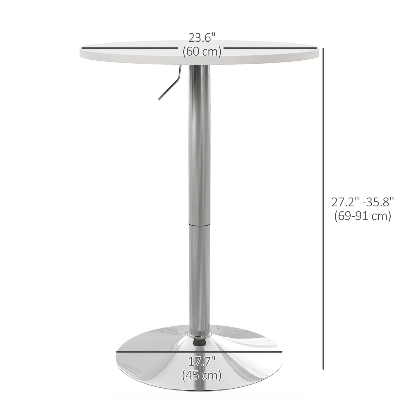 Adjustable Round High Top Bar Table, Swivel Top, Steel Base, White Bar Tables & Dining Tables at Gallery Canada