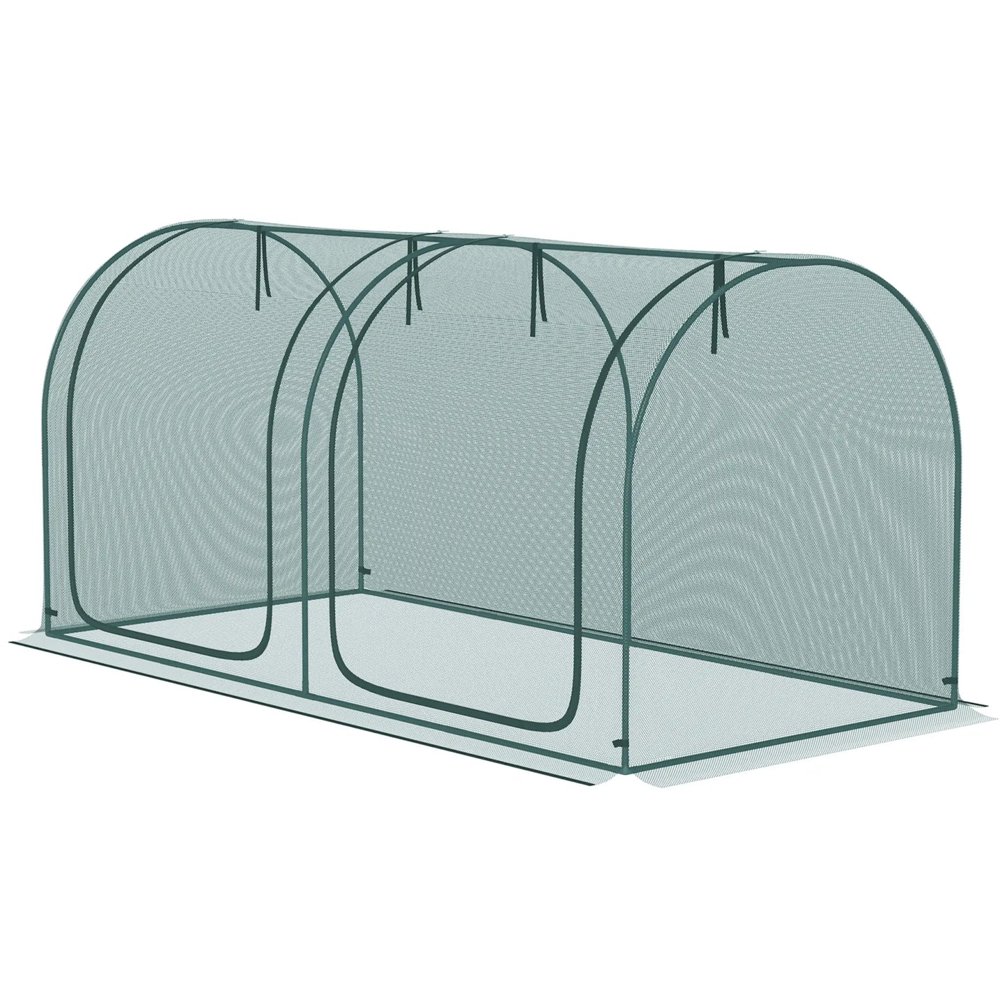 8' x 4' Crop Cage, Plant Protection Tent, 2 Zippered Doors, 4 Stakes, Dark Green Walk In Greenhouses Dark Green at Gallery Canada