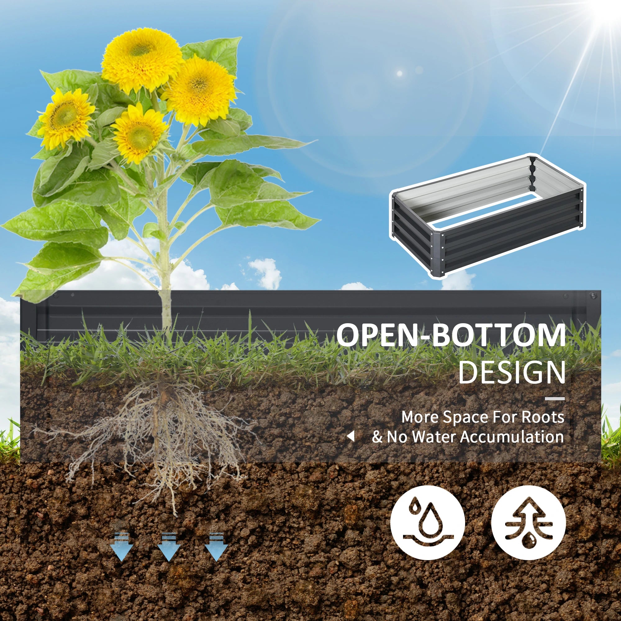 Galvanized Raised Garden Bed, Outdoor Planter Box, 4' x 2' x 1', Grey Galvanized Planter Boxes at Gallery Canada