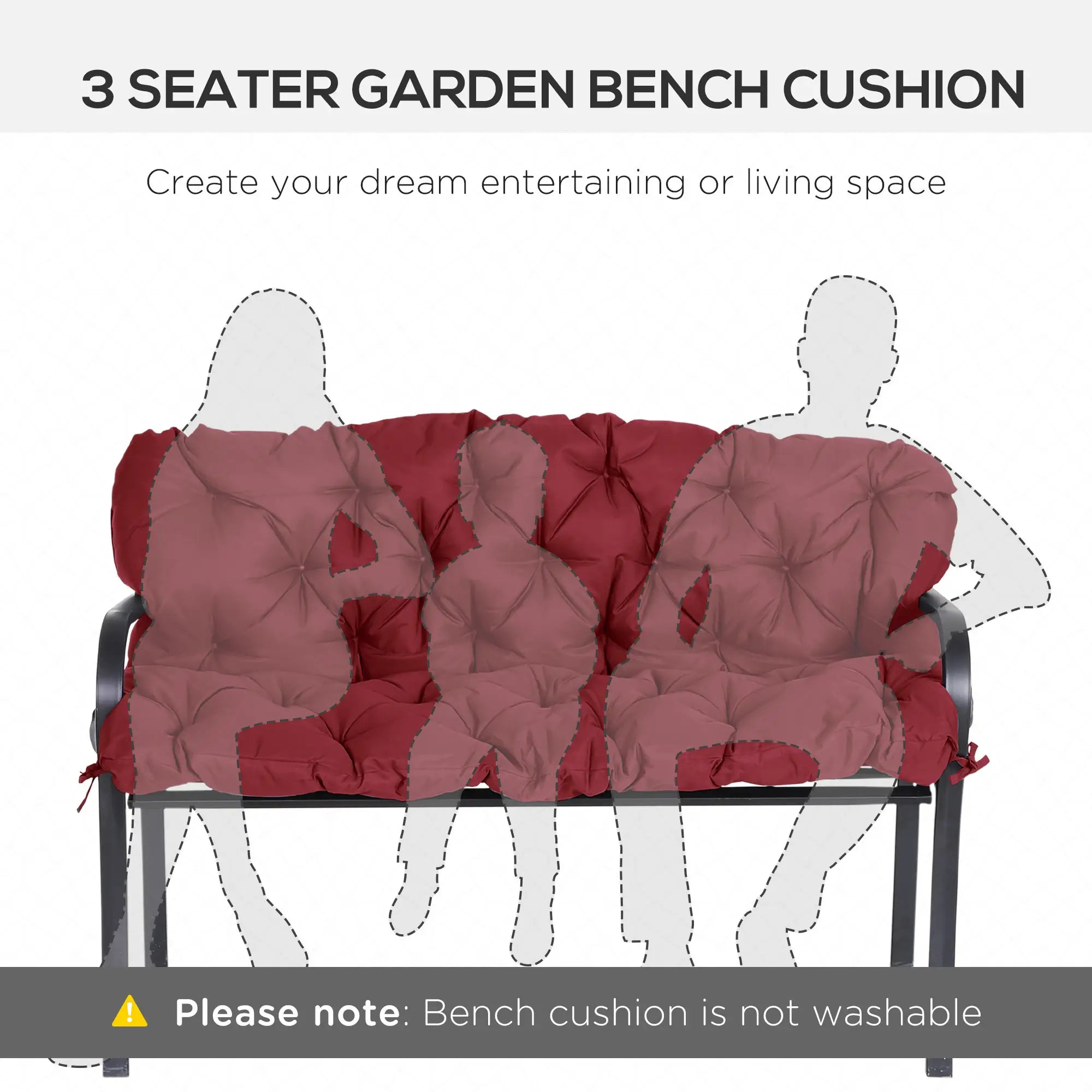 3 Seater Outdoor Swing Cushions With Backrest, Wine Red Patio Chair Cushions at Gallery Canada