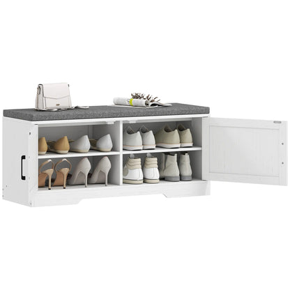 Shoe Bench With Cushion, Adjustable Shelves, Doors, White Shoe Storage Cabinets & Racks White, Grey at Gallery Canada