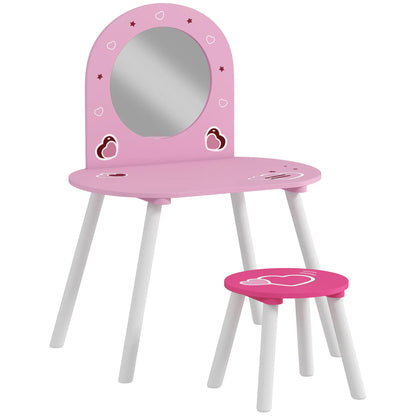 Kids Dressing Table with Mirror and Stool, Girls Vanity Set, Pink Toy Vanity Pink at Gallery Canada