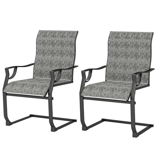 C Spring Motion Patio Chairs Set of 2, High Backrest, Armrest, Breathable Fabric