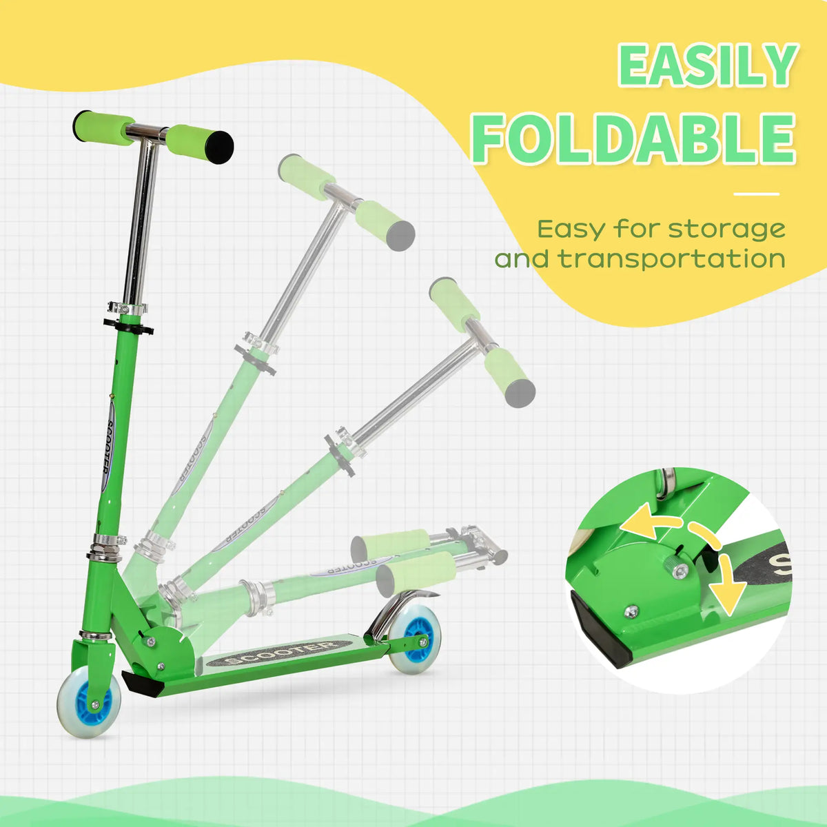 Adjustable Height Snow Scooter Sled for Kids, Over 7 Years, Green Snow Scooters at Gallery Canada