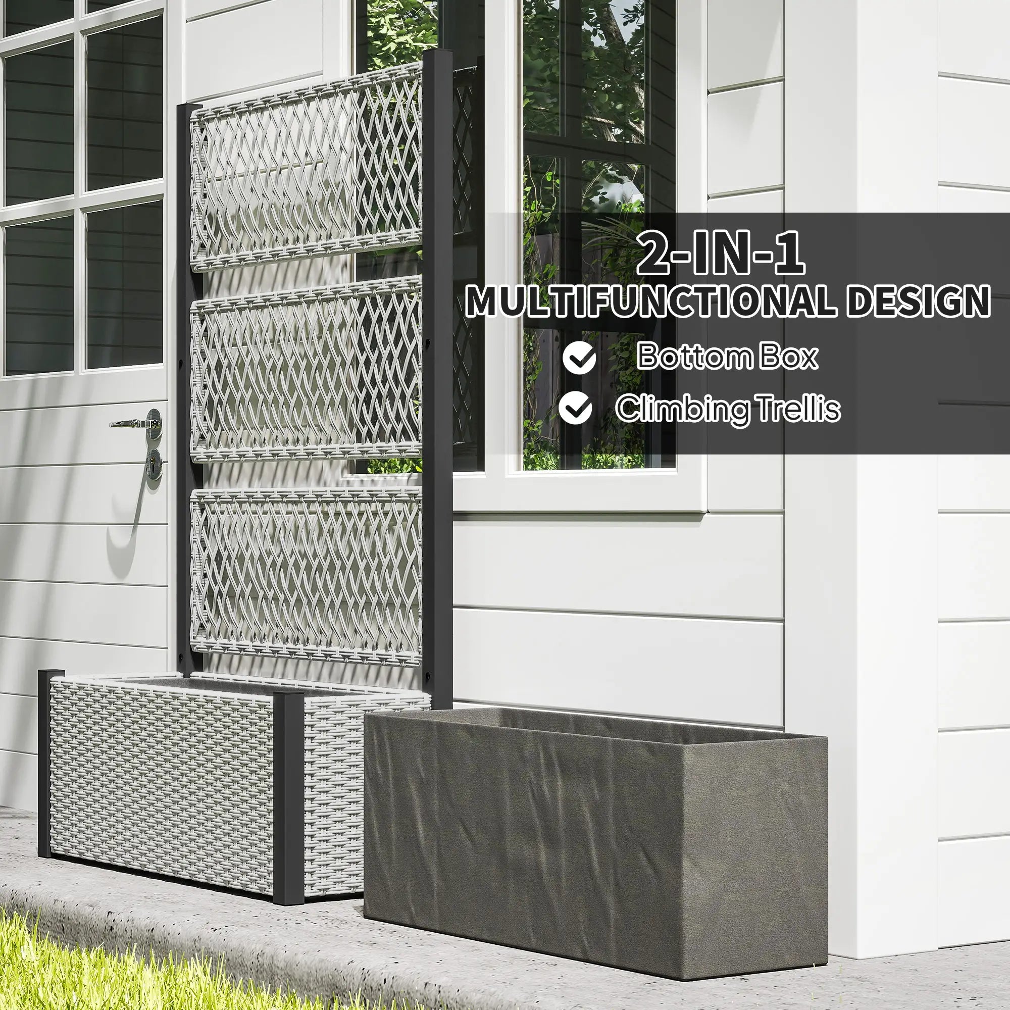 Wicker Outdoor Planter With Trellis, 58