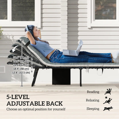 Outdoor Folding Lounge Chair Set, 2 Pack, Black/Grey Lounger Chairs at Gallery Canada