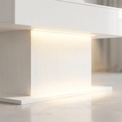 LED Coffee Table with Storage, High Gloss Modern Center Table with 2 Drawers and Remote Control for Living Room, White Coffee Tables at Gallery Canada
