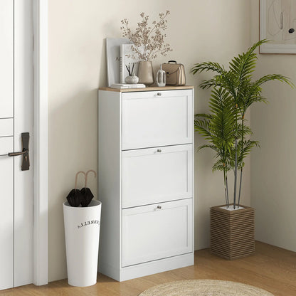 Modern Shoe Storage, 3 Flip Drawers, Adjustable Shelves, 18 Pairs, White Shoe Storage Cabinets & Racks at Gallery Canada